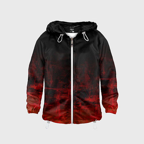 Детская ветровка Черный однотонный и гранжевый красный / 3D-Белый – фото 1