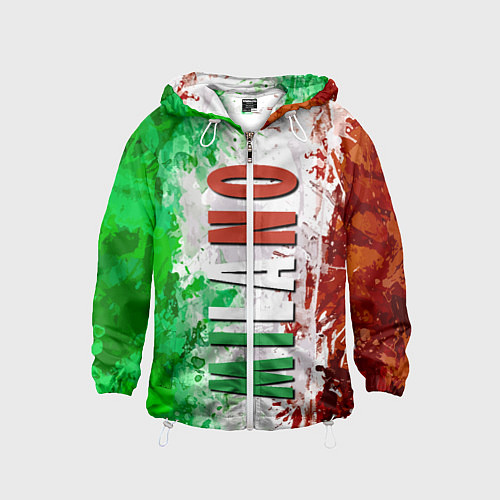 Детская ветровка Флаг Италии - кляксы / 3D-Белый – фото 1