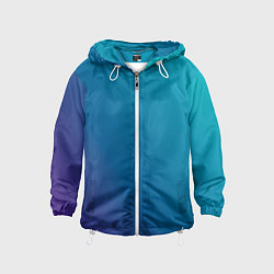 Ветровка с капюшоном детская Градиент - морская глубина, цвет: 3D-белый