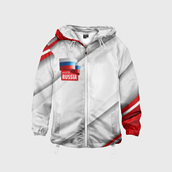 Ветровка с капюшоном детская Red & white флаг России, цвет: 3D-белый