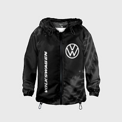 Ветровка с капюшоном детская Volkswagen speed на темном фоне со следами шин: на, цвет: 3D-черный