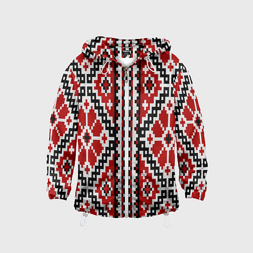 Детская ветровка Вышивка геометрический узор крест / 3D-Белый – фото 1