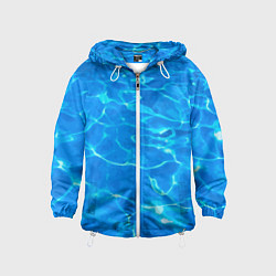 Ветровка с капюшоном детская Абстрактные волны бассейна - текстура, цвет: 3D-белый