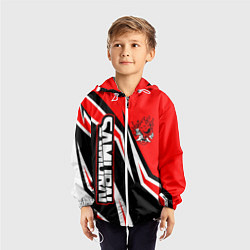 Ветровка с капюшоном детская Samurai - Киберпанк 2077 - Красный спорт, цвет: 3D-белый — фото 2