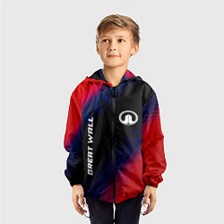 Ветровка с капюшоном детская Great Wall красный карбон, цвет: 3D-черный — фото 2