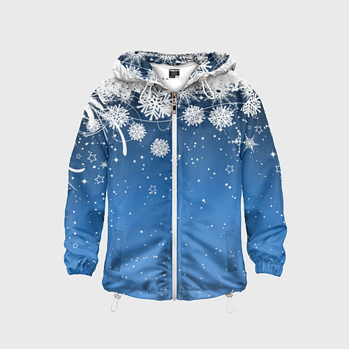 Детская ветровка Снежный узор на синем фоне / 3D-Белый – фото 1