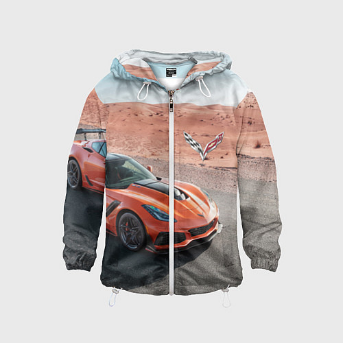 Детская ветровка Chevrolet Corvette - Motorsport - Desert / 3D-Белый – фото 1