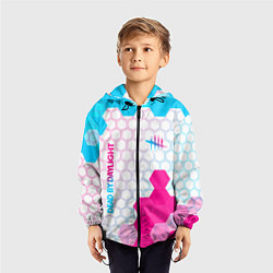 Ветровка с капюшоном детская Dead by Daylight neon gradient style: надпись, сим, цвет: 3D-черный — фото 2