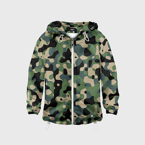 Детская ветровка Камуфляж WW2 US Summer Verdant / 3D-Белый – фото 1