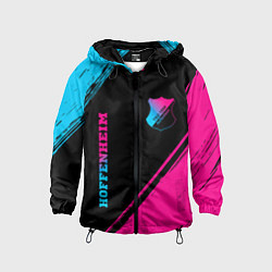 Ветровка с капюшоном детская Hoffenheim - neon gradient: надпись, символ, цвет: 3D-черный