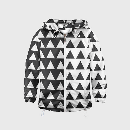 Детская ветровка Черно-белые треугольники паттерн / 3D-Белый – фото 1