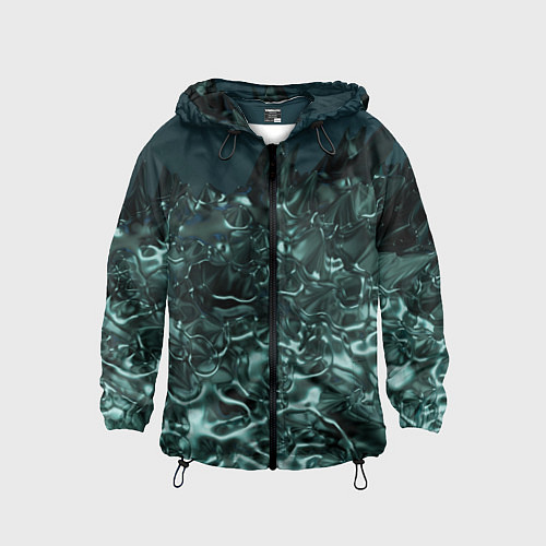 Детская ветровка Абстрактный голубой жидкий металл / 3D-Черный – фото 1