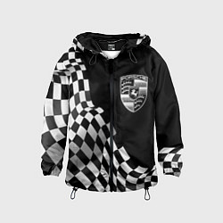 Ветровка с капюшоном детская Porsche racing flag, цвет: 3D-черный