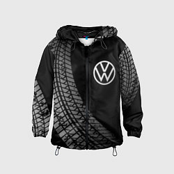 Ветровка с капюшоном детская Volkswagen tire tracks, цвет: 3D-черный