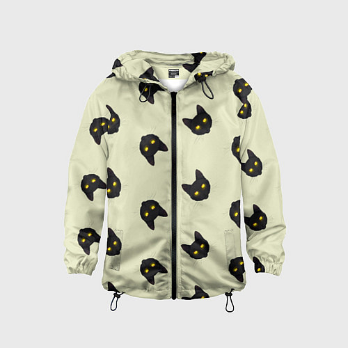 Детская ветровка Эстетика: черный кот на светлом фоне / 3D-Черный – фото 1