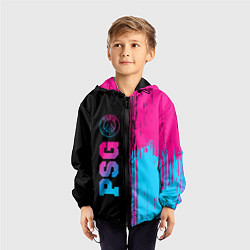 Ветровка с капюшоном детская PSG - neon gradient: по-вертикали, цвет: 3D-черный — фото 2