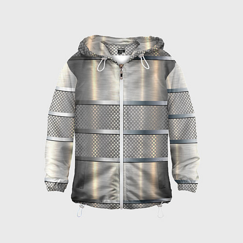 Детская ветровка Металлические полосы - текстура алюминия / 3D-Белый – фото 1