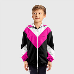 Ветровка с капюшоном детская FIRM черный с розовой вставкой, цвет: 3D-белый — фото 2