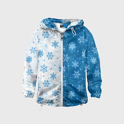 Ветровка с капюшоном детская Красивые снежинки, цвет: 3D-белый