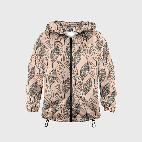 Детская ветровка Листья штрихованные / 3D-Черный – фото 1