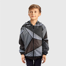 Ветровка с капюшоном детская Металлическая геометрическая броня, цвет: 3D-черный — фото 2