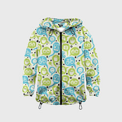 Ветровка с капюшоном детская Геймпад, велосипед и смайл в пузыре, цвет: 3D-черный