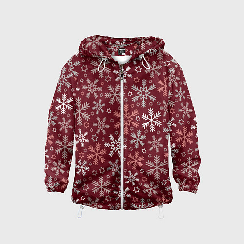 Детская ветровка Новогодний узор из снежинок / 3D-Белый – фото 1