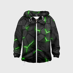 Ветровка с капюшоном детская Green neon steel, цвет: 3D-белый