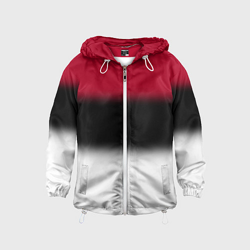 Детская ветровка Размытый полосатый узор черный красный белый / 3D-Белый – фото 1