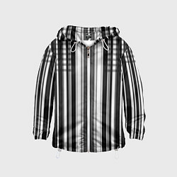 Ветровка с капюшоном детская Бело серый полосатый узор, цвет: 3D-белый