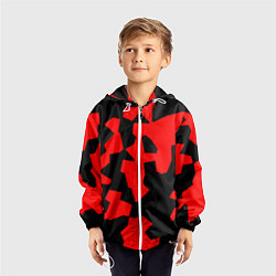 Ветровка с капюшоном детская Черно-красный авторский арт, цвет: 3D-белый — фото 2