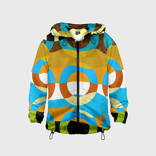 Детская ветровка Разноцветный абстрактный волнообразный паттерн с к / 3D-Черный – фото 1