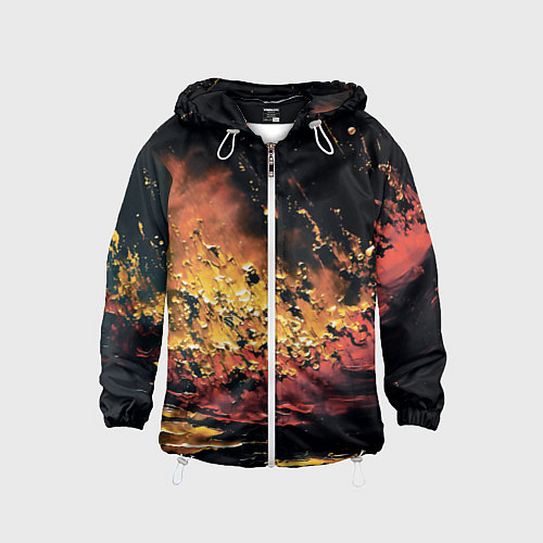 Детская ветровка Горящее черное море маслом / 3D-Белый – фото 1