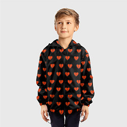 Ветровка с капюшоном детская Разбитые сердца на черном фоне, цвет: 3D-черный — фото 2