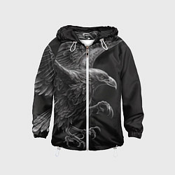 Ветровка с капюшоном детская Черно-белый ворон, цвет: 3D-белый