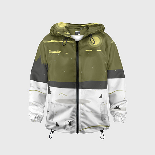 Детская ветровка Зимняя рыбалка / 3D-Черный – фото 1