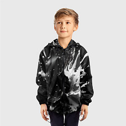 Ветровка с капюшоном детская Брызги красок - белая и черная, цвет: 3D-черный — фото 2