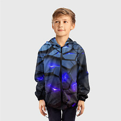 Ветровка с капюшоном детская Светящаяся синяя лава, цвет: 3D-черный — фото 2