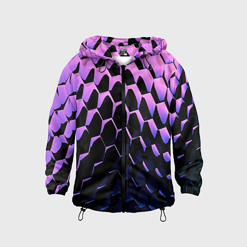 Детская ветровка Шестиугольники волны / 3D-Черный – фото 1