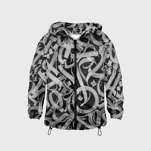 Детская ветровка Черно-белая каллиграфия / 3D-Черный – фото 1