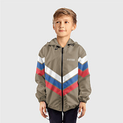 Ветровка с капюшоном детская Триколор - три полосы на песочном, цвет: 3D-черный — фото 2