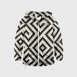 Ветровка с капюшоном детская Африканский узор, цвет: 3D-белый