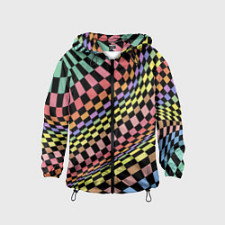Ветровка с капюшоном детская Colorful avant-garde chess pattern - fashion, цвет: 3D-черный