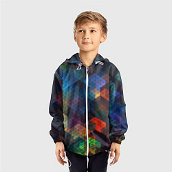 Ветровка с капюшоном детская Стеклянная мозаика цветная, цвет: 3D-белый — фото 2