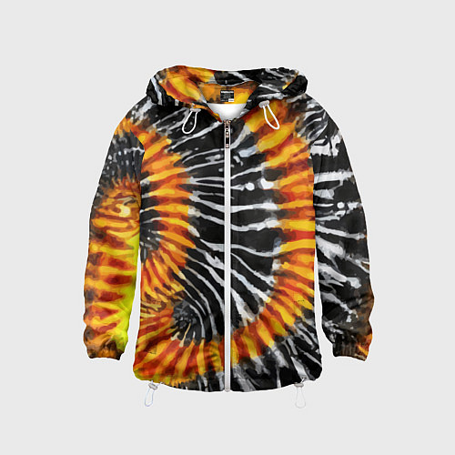 Детская ветровка Tie dye - тай дай в черно белую полоску / 3D-Белый – фото 1