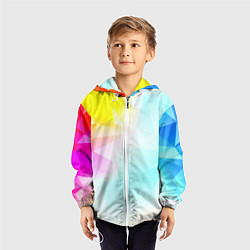 Ветровка с капюшоном детская Gradient colors geometry, цвет: 3D-белый — фото 2