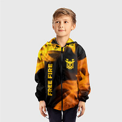 Ветровка с капюшоном детская Free Fire - gold gradient: надпись, символ, цвет: 3D-черный — фото 2