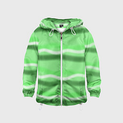 Ветровка с капюшоном детская Зеленые волны, цвет: 3D-белый