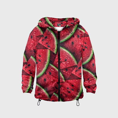 Детская ветровка Сочная текстура из долек арбуза / 3D-Черный – фото 1