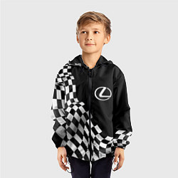 Ветровка с капюшоном детская Lexus racing flag, цвет: 3D-черный — фото 2